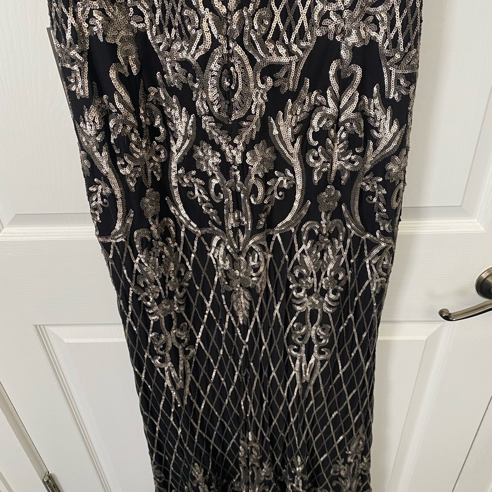 Gold Sequin Black Evening Gown - Picture 9 of 13